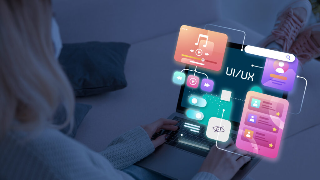 Collection of top UX websites on various devices, highlighting clean interfaces, intuitive navigation, and user-centered design.