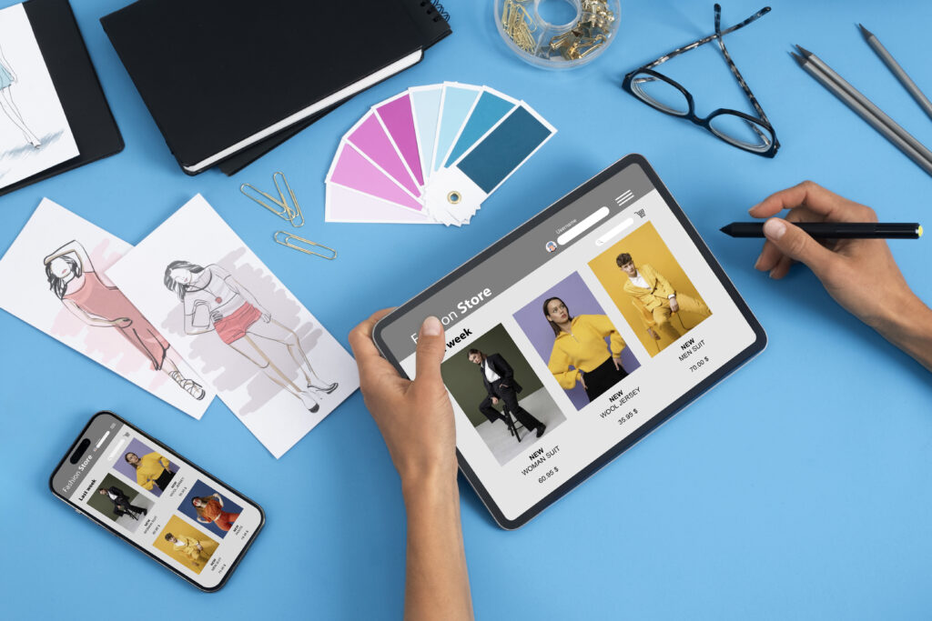 Web design layout displayed on multiple devices—desktop, tablet, and smartphone—showing consistent and responsive user interface.