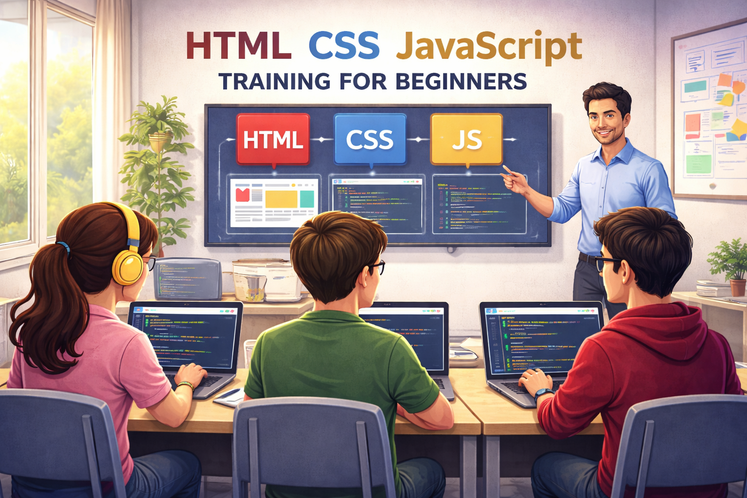 HTML CSS JavaScript training for beginners