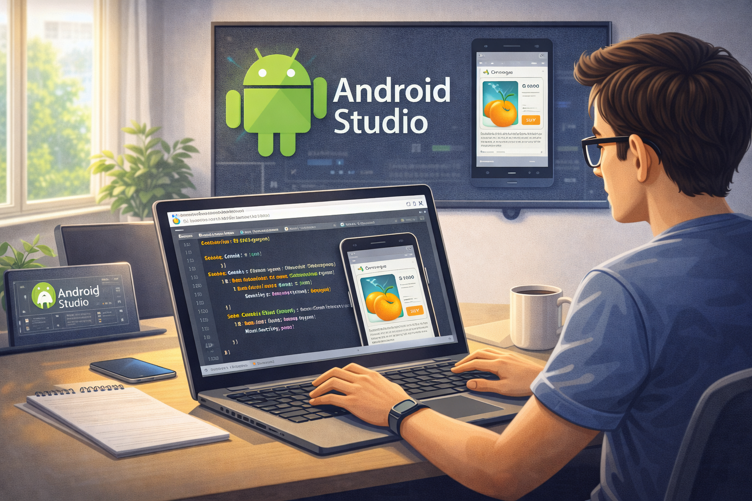 beginner learning how to create an Android app in Android Studio