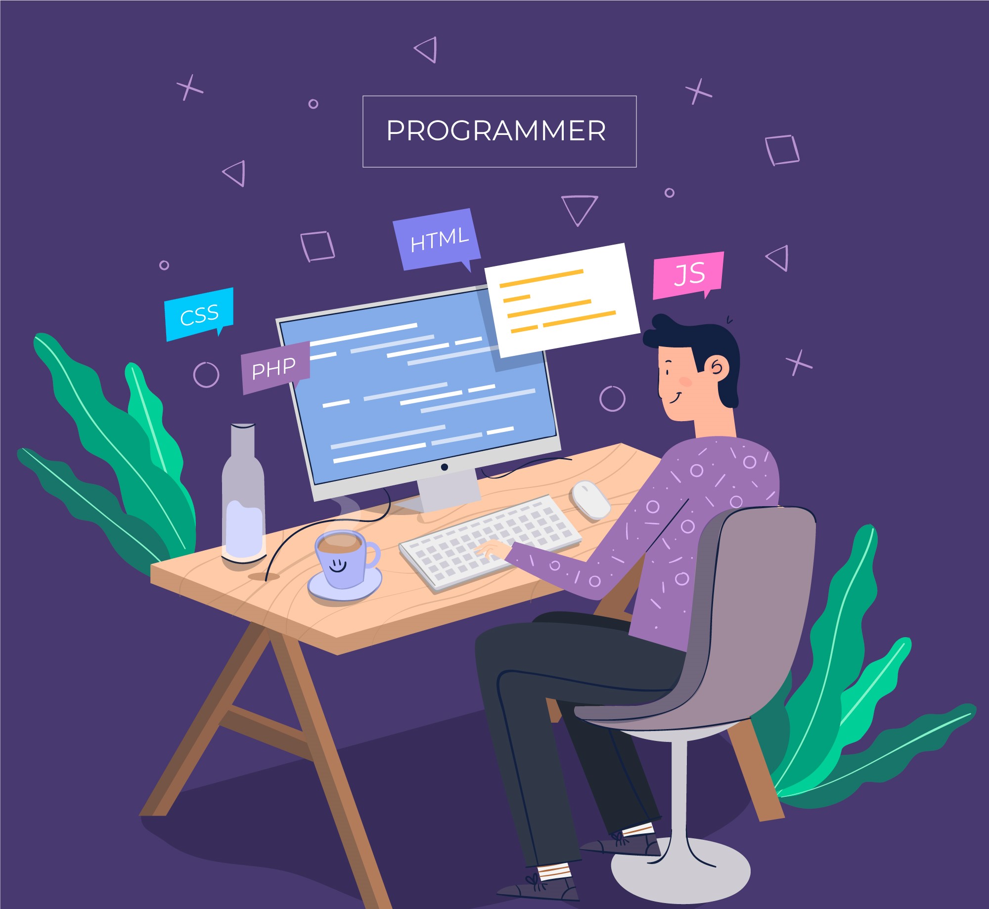 full stack developer coding on computer
