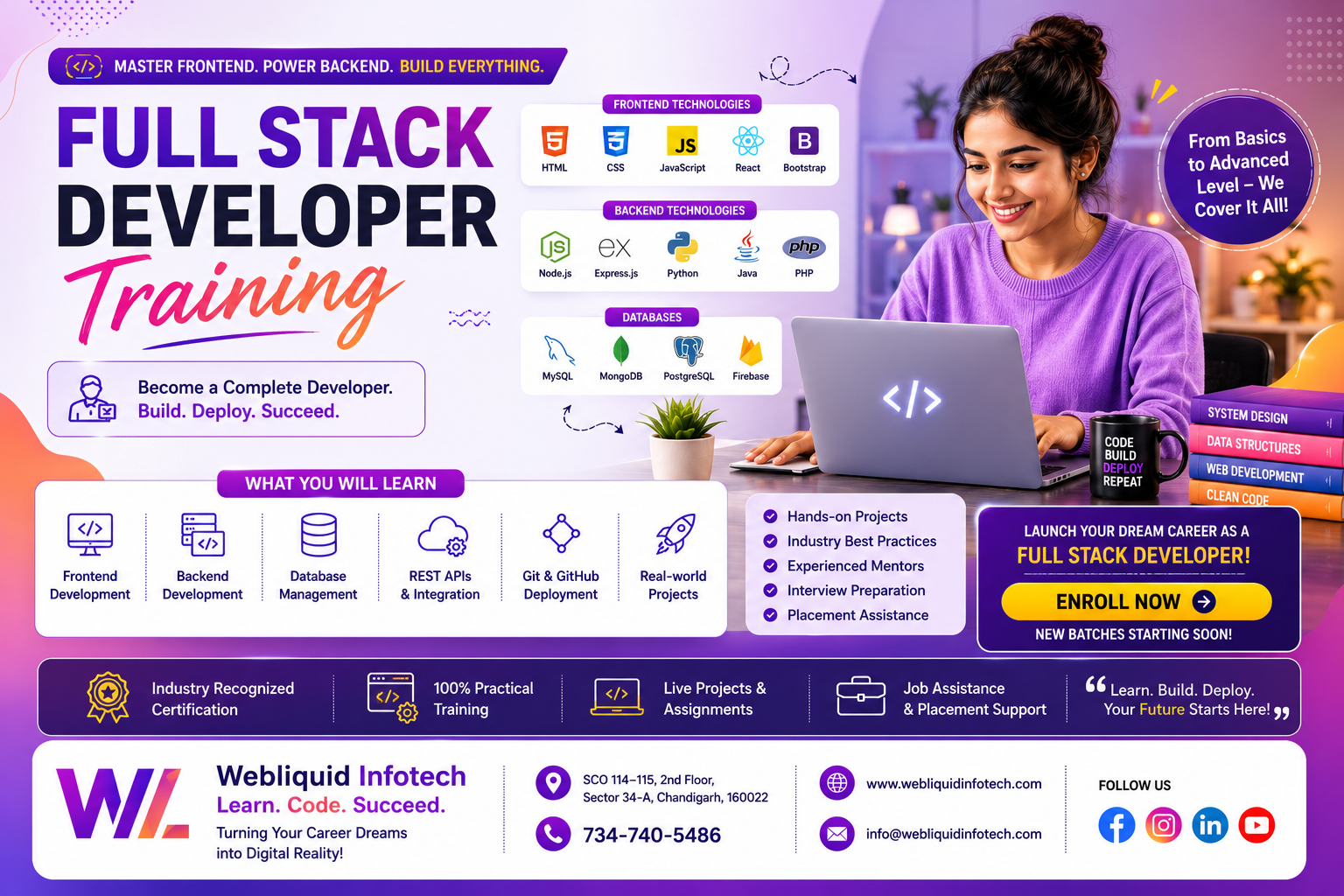 Practical full stack coding training at Webliquidinfotech Institute