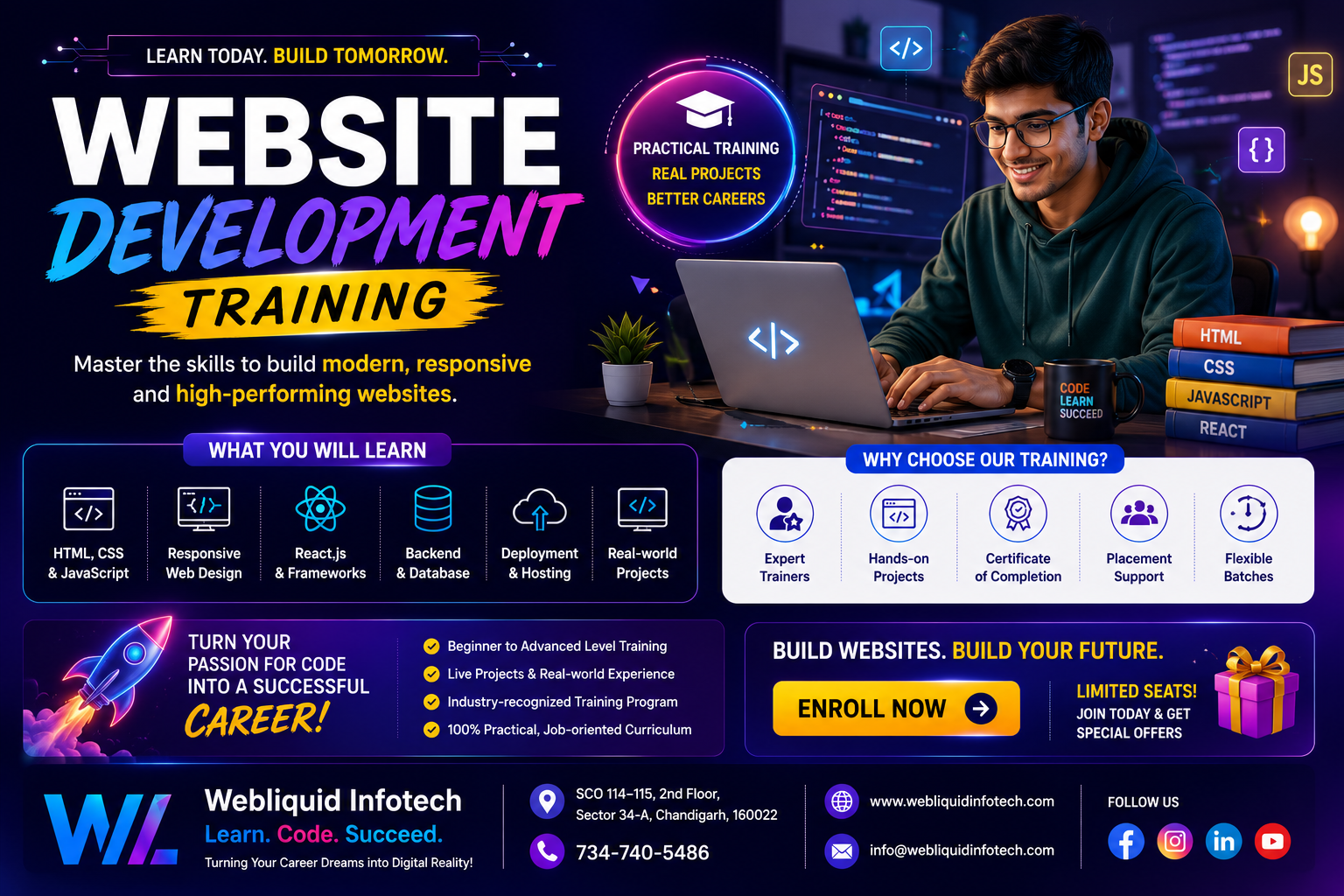 Front-end and back-end website development session