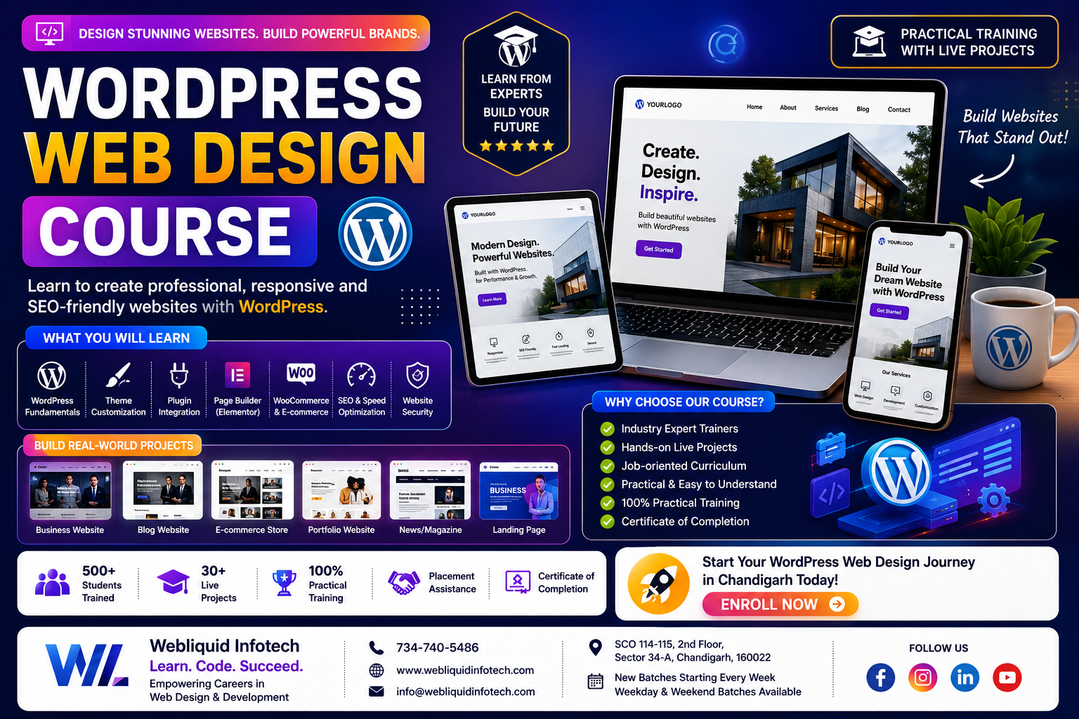 Beginner-friendly WordPress website development course